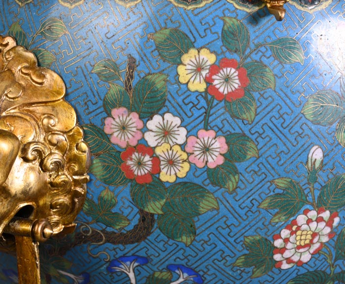 Ferdinand BARBEDIENNE – Japonist cachepot in gilt bronze and cloisonné enamel Ferdinand BARBEDIENNE – Japonist cachepot in gilt bronze and cloisonné enamel-16