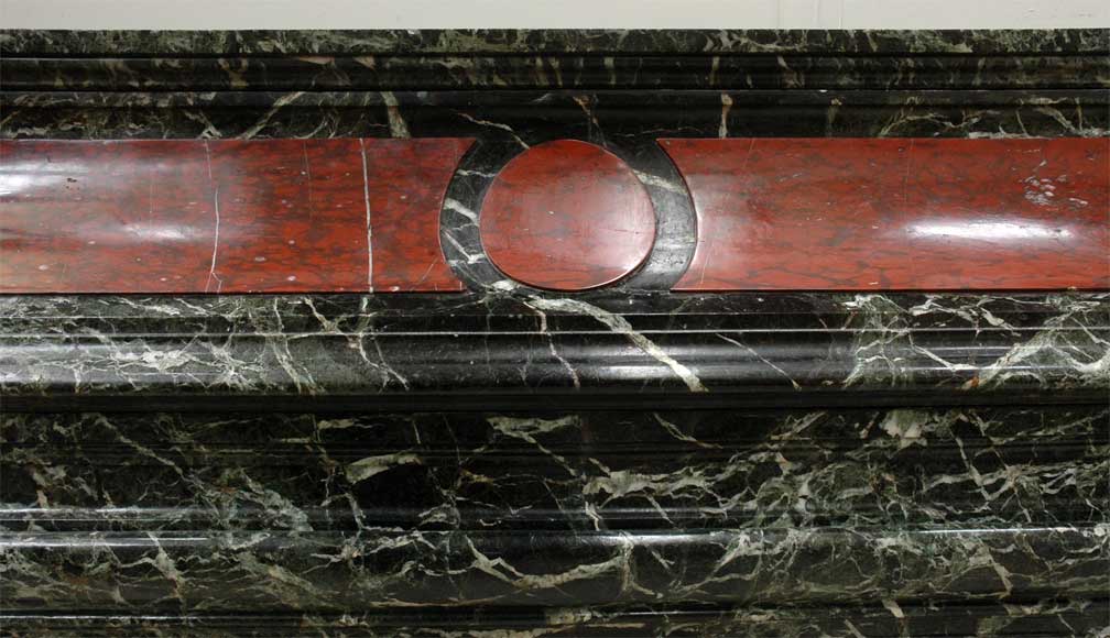 Antique hooded fireplace made out of  Sea Green marble with Red Griotte marble Antique hooded fireplace made out of  Sea Green marble with Red Griotte marble-1