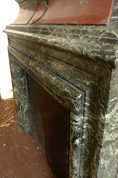 Antique hooded fireplace made out of  Sea Green marble with Red Griotte marble Antique hooded fireplace made out of  Sea Green marble with Red Griotte marble-2