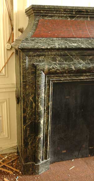Antique hooded fireplace made out of  Sea Green marble with Red Griotte marble Antique hooded fireplace made out of  Sea Green marble with Red Griotte marble-3