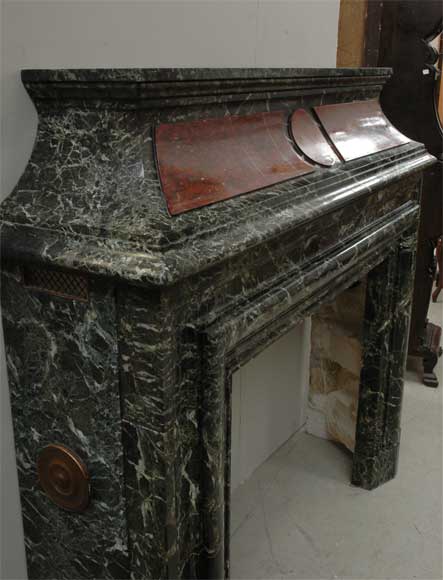 Antique hooded fireplace made out of  Sea Green marble with Red Griotte marble Antique hooded fireplace made out of  Sea Green marble with Red Griotte marble-4