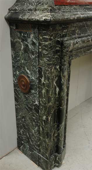 Antique hooded fireplace made out of  Sea Green marble with Red Griotte marble Antique hooded fireplace made out of  Sea Green marble with Red Griotte marble-5