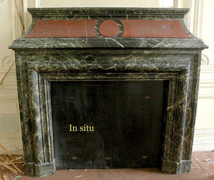 Antique hooded fireplace made out of  Sea Green marble with Red Griotte marble Antique hooded fireplace made out of  Sea Green marble with Red Griotte marble-7
