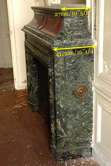 Antique hooded fireplace made out of  Sea Green marble with Red Griotte marble Antique hooded fireplace made out of  Sea Green marble with Red Griotte marble-8
