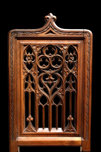 Set of 12 Neo-Gothic chairs featuring four different types of openwork backs Set of 12 Neo-Gothic chairs featuring four different types of openwork backs-4