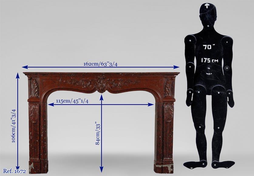 19th Century red Griotte marble mantel 19th Century red Griotte marble mantel-9