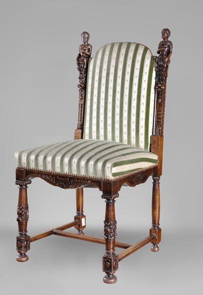 Antique Neo-Renaissance style dining room made out of carved walnut with grotesques and fantastics animals decor Antique Neo-Renaissance style dining room made out of carved walnut with grotesques and fantastics animals decor-11