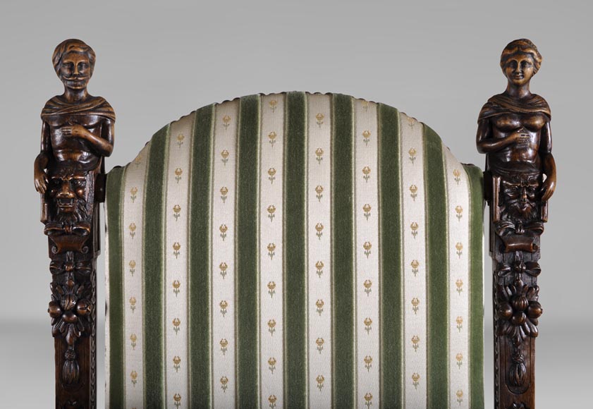 Antique Neo-Renaissance style dining room made out of carved walnut with grotesques and fantastics animals decor Antique Neo-Renaissance style dining room made out of carved walnut with grotesques and fantastics animals decor-12