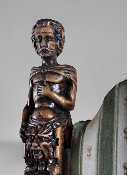 Antique Neo-Renaissance style dining room made out of carved walnut with grotesques and fantastics animals decor Antique Neo-Renaissance style dining room made out of carved walnut with grotesques and fantastics animals decor-14