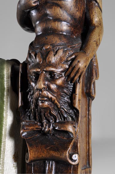 Antique Neo-Renaissance style dining room made out of carved walnut with grotesques and fantastics animals decor Antique Neo-Renaissance style dining room made out of carved walnut with grotesques and fantastics animals decor-15