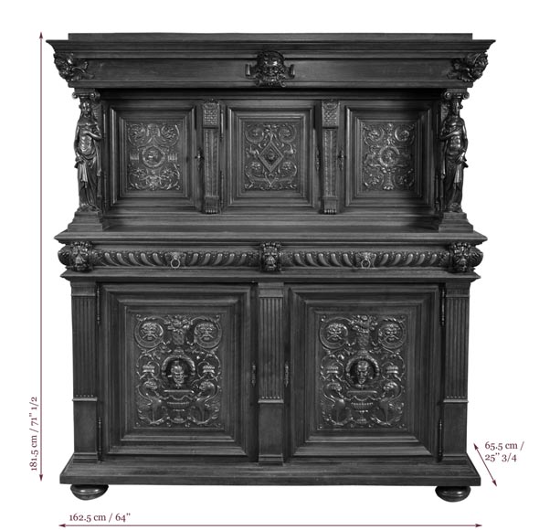 Antique Neo-Renaissance style dining room made out of carved walnut with grotesques and fantastics animals decor Antique Neo-Renaissance style dining room made out of carved walnut with grotesques and fantastics animals decor-16