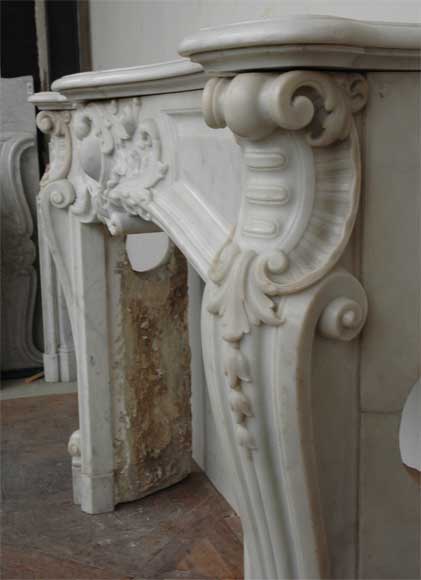 Louis XV style Carrara marble mantel Louis XV style Carrara marble mantel-2
