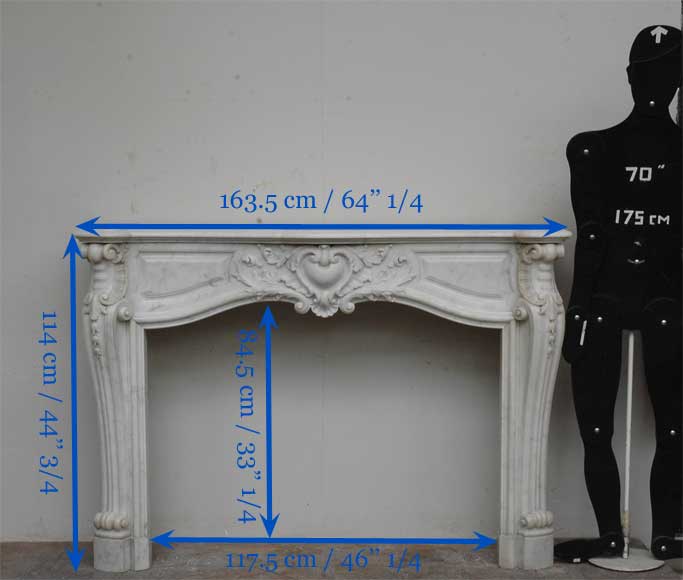 Louis XV style Carrara marble mantel Louis XV style Carrara marble mantel-10