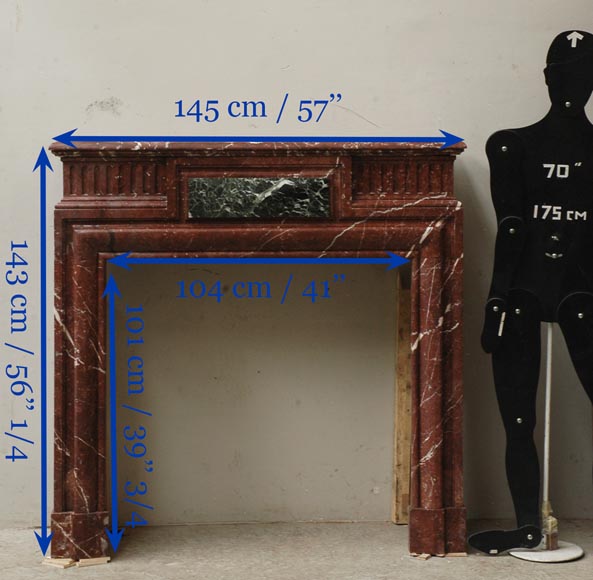 Louis XIV style mantel in Rouge du Nord marble Louis XIV style mantel in Rouge du Nord marble-8