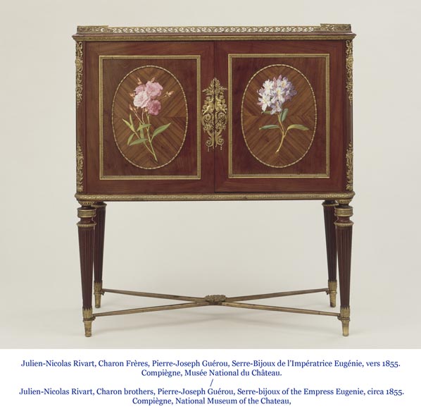 Julien-Nicolas RIVART (1802-1867) and Pierre-Joseph GUEROU - Pair of Side Cabinets decorated of bouquets in porcelain marquetry Julien-Nicolas RIVART (1802-1867) and Pierre-Joseph GUEROU - Pair of Side Cabinets decorated of bouquets in porcelain marquetry-7