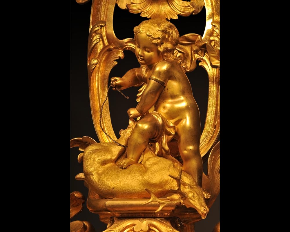 Henri HOUDEBINE and DEMAY « Cherubs on the hunt » Pair of candelabras presented  at the Universal Exhibition of 1855 Henri HOUDEBINE and DEMAY « Cherubs on the hunt » Pair of candelabras presented  at the Universal Exhibition of 1855-2