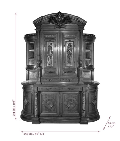 Eugène Frager, Meynard Manufacture (cabinetmaker), Ferdinand Barbedienne (bronze manufacturer), Louis-Constant Sevin (ornemanist) - Exceptional Neo-Renaissance style dining room set made out of carved walnut Eugène Frager, Meynard Manufacture (cabinetmaker), Ferdinand Barbedienne (bronze manufacturer), Louis-Constant Sevin (ornemanist) - Exceptional Neo-Renaissance style dining room set made out of carved walnut-21