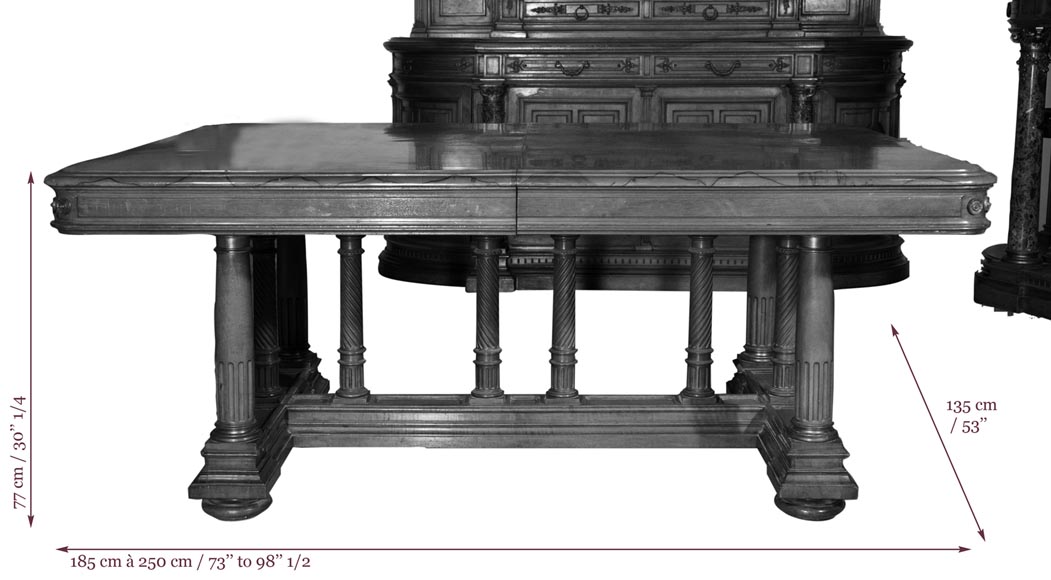 Eugène Frager, Meynard Manufacture (cabinetmaker), Ferdinand Barbedienne (bronze manufacturer), Louis-Constant Sevin (ornemanist) - Exceptional Neo-Renaissance style dining room set made out of carved walnut Eugène Frager, Meynard Manufacture (cabinetmaker), Ferdinand Barbedienne (bronze manufacturer), Louis-Constant Sevin (ornemanist) - Exceptional Neo-Renaissance style dining room set made out of carved walnut-24