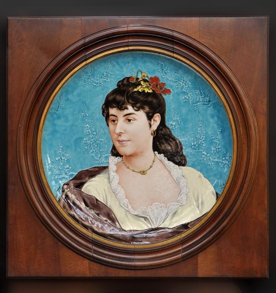 A. TEBARQUE - Pair of women portraits made out of glazed stoneware A. TEBARQUE - Pair of women portraits made out of glazed stoneware-6