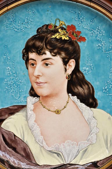 A. TEBARQUE - Pair of women portraits made out of glazed stoneware A. TEBARQUE - Pair of women portraits made out of glazed stoneware-7