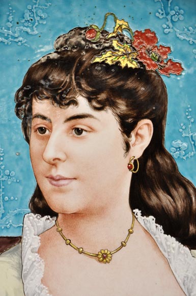 A. TEBARQUE - Pair of women portraits made out of glazed stoneware A. TEBARQUE - Pair of women portraits made out of glazed stoneware-8