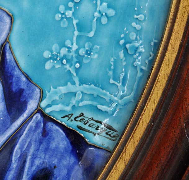 A. TEBARQUE - Pair of women portraits made out of glazed stoneware A. TEBARQUE - Pair of women portraits made out of glazed stoneware-10