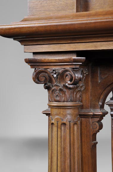 Neo-Renaissance style carved walnut credenza with profiles of costumed characters-5