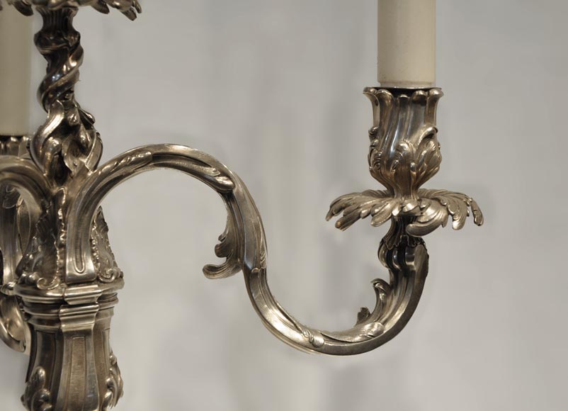 Exceptional pair of Louis XV Style Silver Candlesticks by BOIN TABURET Manufacture Exceptional pair of Louis XV Style Silver Candlesticks by BOIN TABURET Manufacture-2