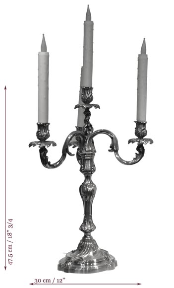 Exceptional pair of Louis XV Style Silver Candlesticks by BOIN TABURET Manufacture Exceptional pair of Louis XV Style Silver Candlesticks by BOIN TABURET Manufacture-6