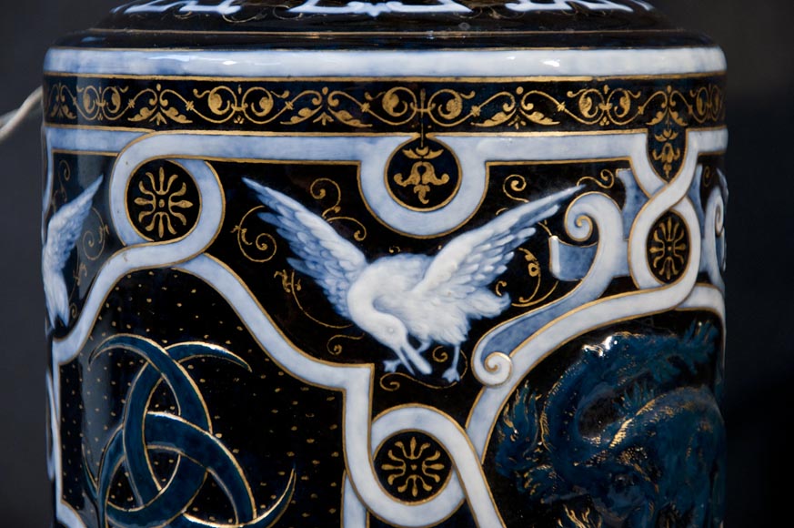 Edouard DAMOUSE - Pair of Neo-Renaissance style lamps dated of 1885 Edouard DAMOUSE - Pair of Neo-Renaissance style lamps dated of 1885-3