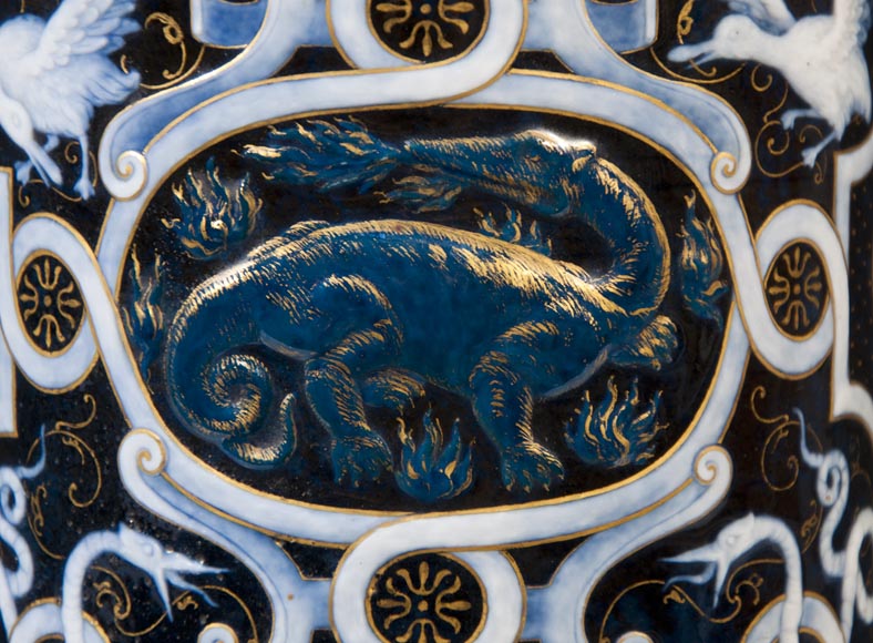 Edouard DAMOUSE - Pair of Neo-Renaissance style lamps dated of 1885 Edouard DAMOUSE - Pair of Neo-Renaissance style lamps dated of 1885-4