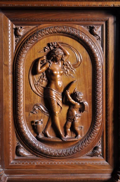 Egisto GAJANI - Very beautiful Neo-Renaissance style carved walnut wood piece of furniture dated from 1876 Egisto GAJANI - Very beautiful Neo-Renaissance style carved walnut wood piece of furniture dated from 1876-2