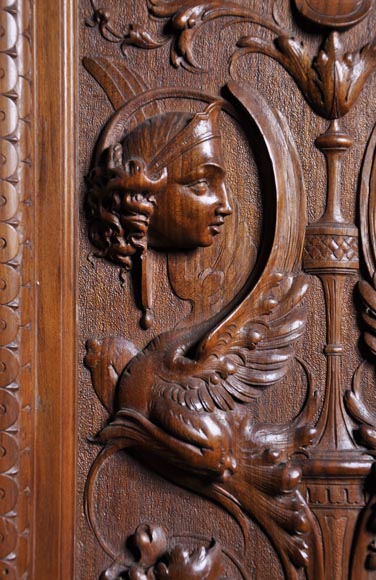 Egisto GAJANI - Very beautiful Neo-Renaissance style carved walnut wood piece of furniture dated from 1876 Egisto GAJANI - Very beautiful Neo-Renaissance style carved walnut wood piece of furniture dated from 1876-6