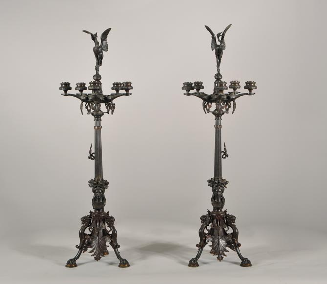Pair of Candelabras with storks Pair of Candelabras with storks-0