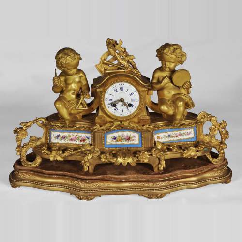 MIROY Frères - Beautiful antique clock with musicians putti