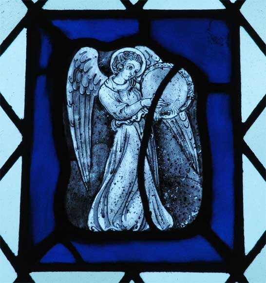 Four stained glasses with greyness angels Four stained glasses with greyness angels-0