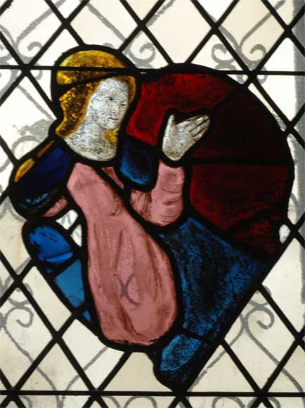 Two stained glasses elements with knight in armor Two stained glasses elements with knight in armor-1