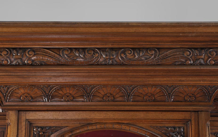 BELLANGER, cabinetmaker - Neo-Renaissance style display cabinet made out of carved walnut with chimeras decor BELLANGER, cabinetmaker - Neo-Renaissance style display cabinet made out of carved walnut with chimeras decor-2