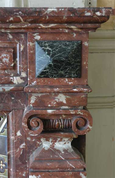 Antique Napoléon III style mantel in Rouge du Nord marble Antique Napoléon III style mantel in Rouge du Nord marble-6