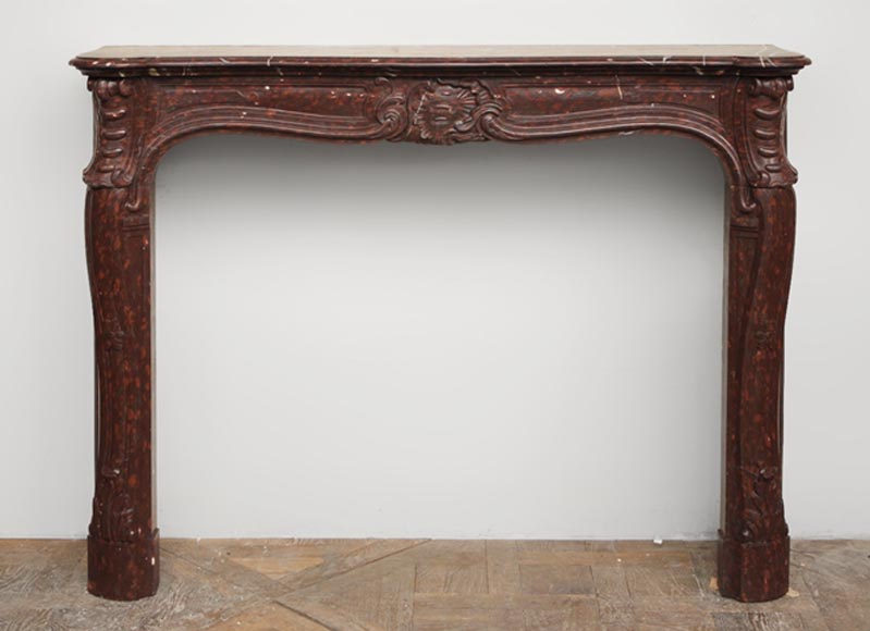 Antique Louis XV style fireplace in Red Griotte marble Antique Louis XV style fireplace in Red Griotte marble-0