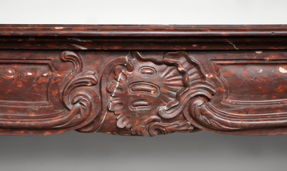 Antique Louis XV style fireplace in Red Griotte marble Antique Louis XV style fireplace in Red Griotte marble-1