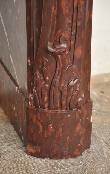 Antique Louis XV style fireplace in Red Griotte marble Antique Louis XV style fireplace in Red Griotte marble-4