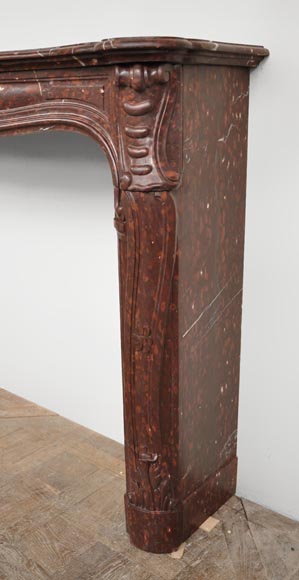 Antique Louis XV style fireplace in Red Griotte marble Antique Louis XV style fireplace in Red Griotte marble-6