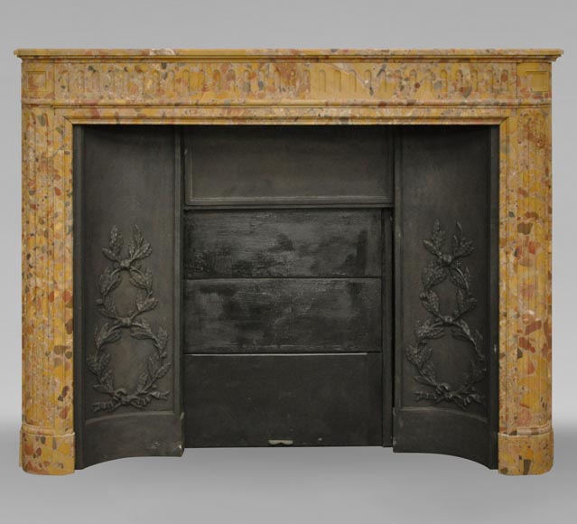 Antique Louis XVI style fireplace in Breccia Saint-Antonin marble  Antique Louis XVI style fireplace in Breccia Saint-Antonin marble -0