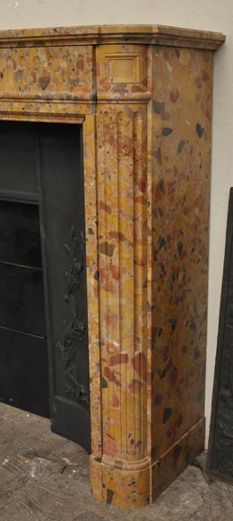 Antique Louis XVI style fireplace in Breccia Saint-Antonin marble  Antique Louis XVI style fireplace in Breccia Saint-Antonin marble -4