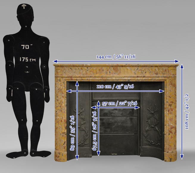 Antique Louis XVI style fireplace in Breccia Saint-Antonin marble  Antique Louis XVI style fireplace in Breccia Saint-Antonin marble -8