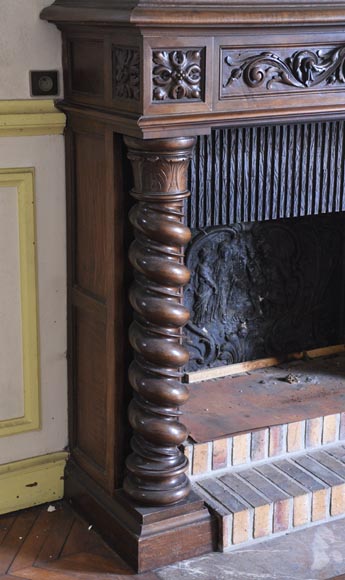 Antique walnut fireplace with Satyr mask Antique walnut fireplace with Satyr mask-7