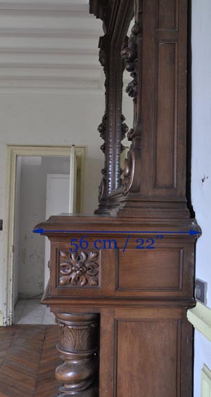 Antique walnut fireplace with Satyr mask Antique walnut fireplace with Satyr mask-9
