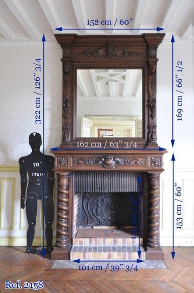 Antique walnut fireplace with Satyr mask Antique walnut fireplace with Satyr mask-10