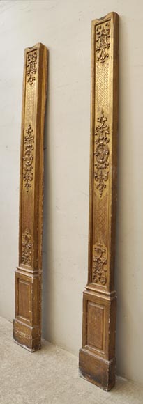Pair of golden oak pilasters from the 18th century Pair of golden oak pilasters from the 18th century-1
